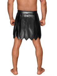 H053 Jupe gladiateur pour homme en cuir écologique avec plis en PVC