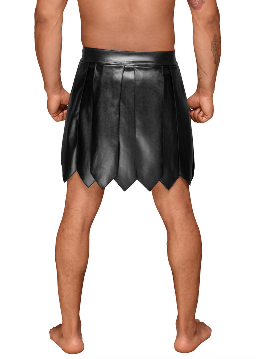 H053 Jupe gladiateur pour homme en cuir écologique avec plis en PVC