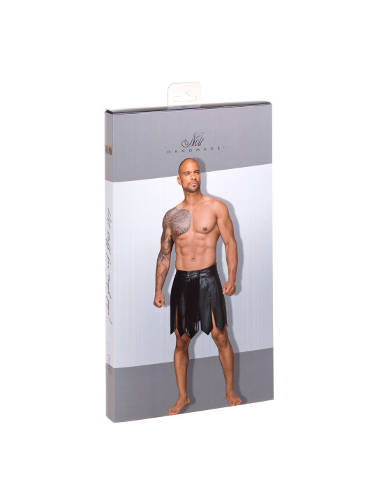 H053 Jupe gladiateur pour homme en cuir écologique avec plis en PVC