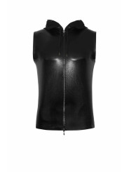 H066 Top zippé sans manches à capuche transparente, aspect serpent