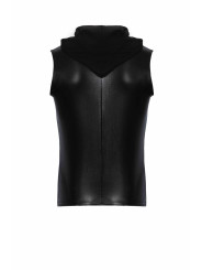 H066 Top zippé sans manches à capuche transparente, aspect serpent