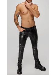 H067 Pantalon long en wetlook serpent avec poches arrière