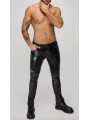 H067 Pantalon long en wetlook serpent avec poches arrière