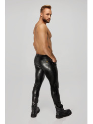 H067 Pantalon long en wetlook serpent avec poches arrière