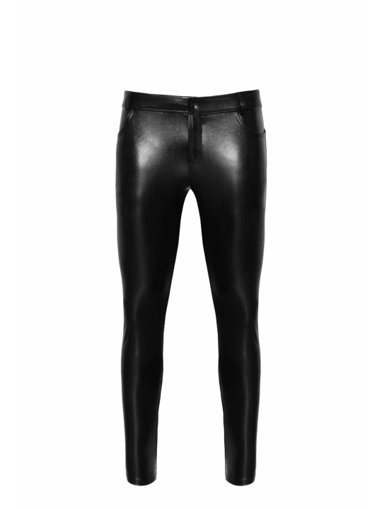 H067 Pantalon long en wetlook serpent avec poches arrière