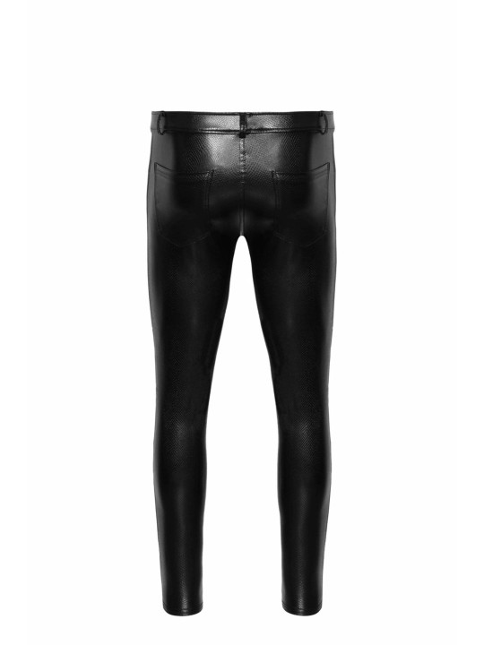 H067 Pantalon long en wetlook serpent avec poches arrière