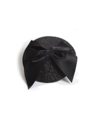 Cache-tétons Burlesque Noeud et Paillettes - Noir