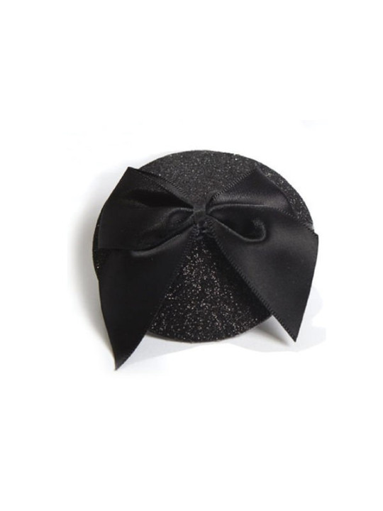 Cache-tétons Burlesque Noeud et Paillettes - Noir