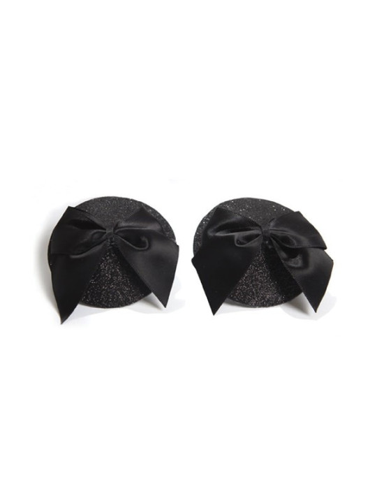 Cache-tétons Burlesque Noeud et Paillettes - Noir