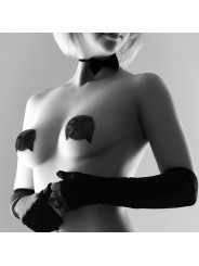 Cache-tétons Burlesque Noeud et Paillettes - Noir