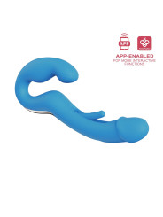 Harmony Duo Strap on vibrant avec tapotage - Bleu
