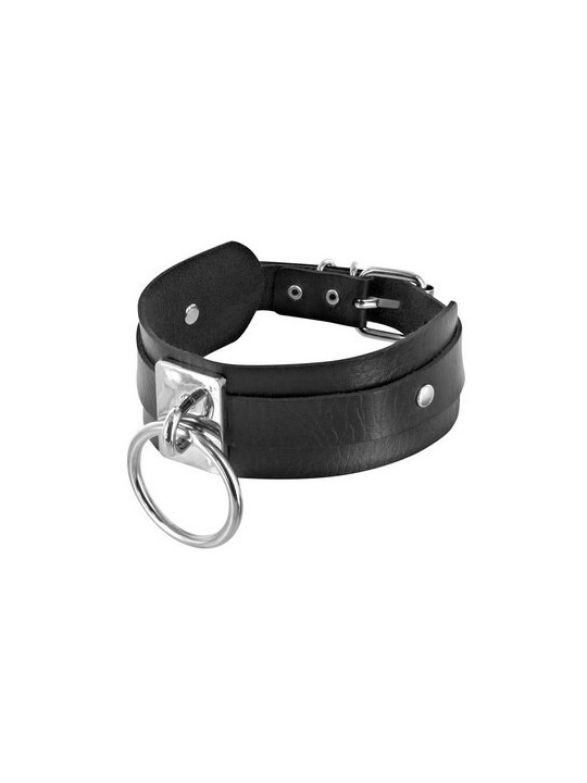 Collier large noir avec anneau Fétish Tentation