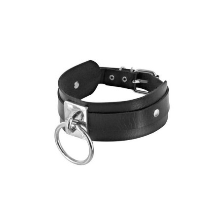 Collier large noir avec anneau Fétish Tentation