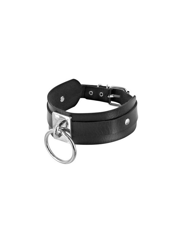 Collier large noir avec anneau Fétish Tentation