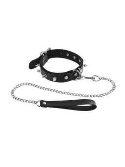 Collier à pointes métal et laisse Fétish Tentation