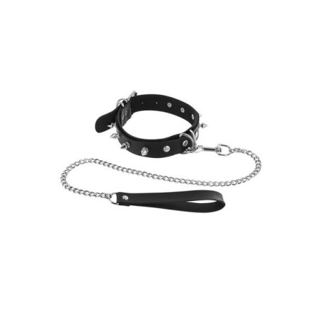 Collier à pointes métal et laisse Fétish Tentation