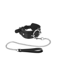 Collier noir anneau et laisse Fétish Tentation