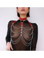 Harnais de poitrine cuir et chaines Rouge