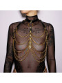 Harnais de poitrine cuir et chaines Gold