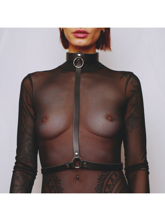 Harnais de poitrine en cuir Noir