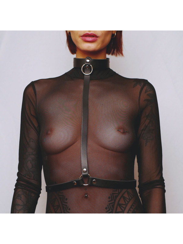 Harnais de poitrine en cuir Noir