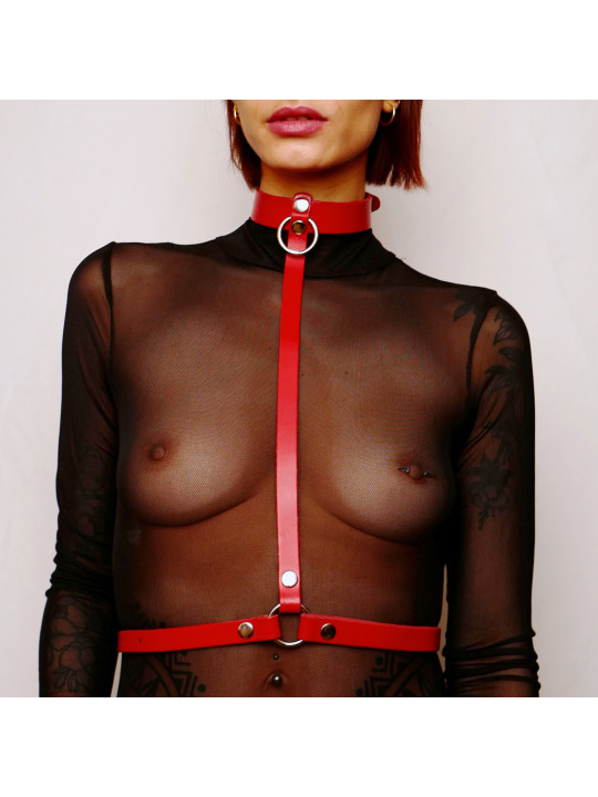 Harnais de poitrine en cuir Rouge