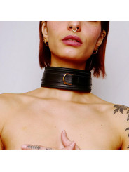 Collier en cuir molletonné et attaches Dorées