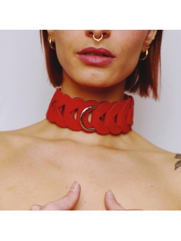 Collier en cuir tressé Rouge