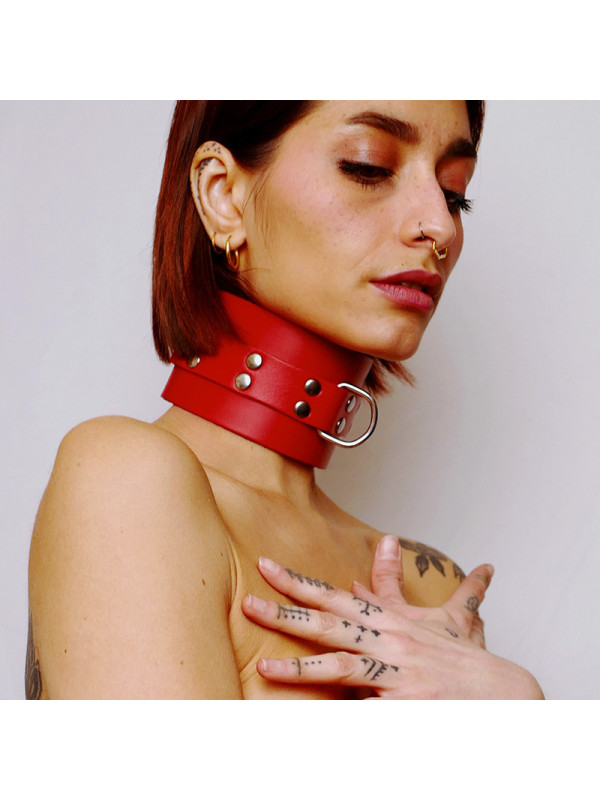 Choker minerve en cuir épais Rouge