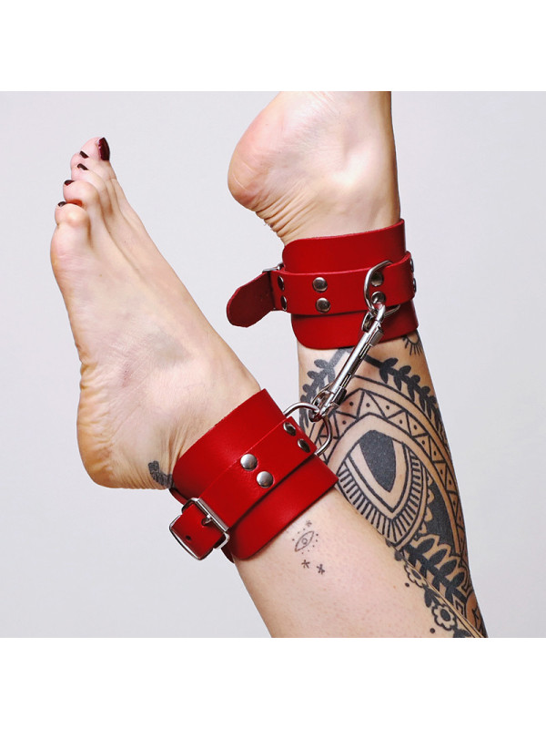 Chevillères en cuir épais Rouge