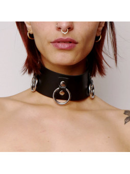 Collier en cuir Collection Anneaux Noir