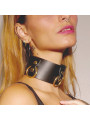 Collier en cuir Collection Anneaux NOIR & GOLD