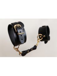 Menottes en cuir Collection Anneaux NOIR & GOLD