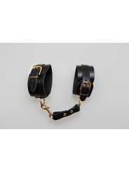 Menottes en cuir Collection Anneaux NOIR & GOLD