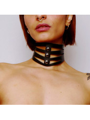Collier découpé en cuir Noir