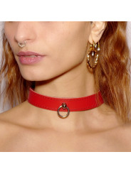 Collier fin anneau Rouge