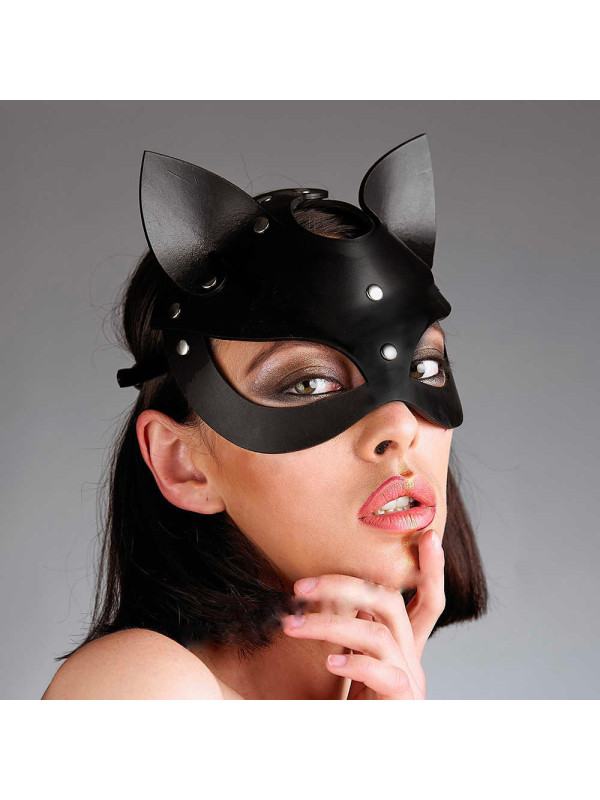 Masque Catwoman Cuir Noir
