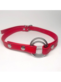 Baillon Anneau cuir rouge