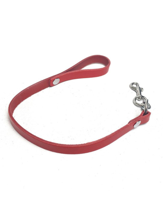 Laisse courte cuir Rouge