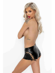 F292 Short en Powerwetlook avec accents de dentelle