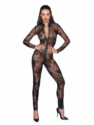 F237 Combinaison longue en tulle avec fermeture éclair à 3 voies