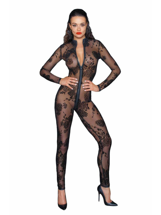 F237 Combinaison longue en tulle avec fermeture éclair à 3 voies