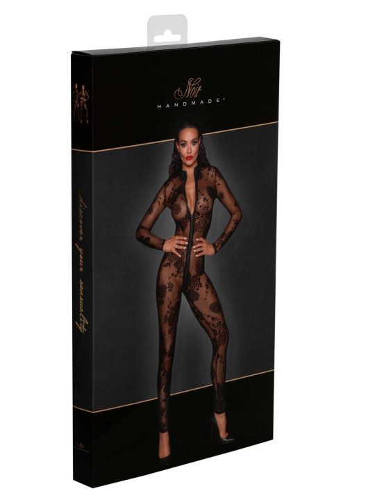 F237 Combinaison longue en tulle avec fermeture éclair à 3 voies