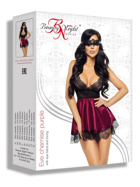 Eve Babydoll et Masque - Grenat