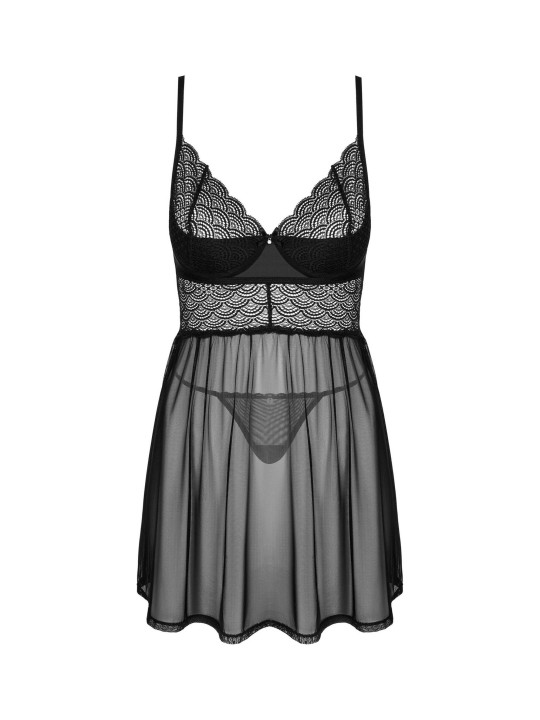 Chemeris babydoll et String - Noire