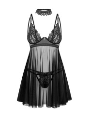 Donarella babydoll et String - Noire - NP