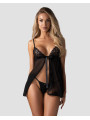 Blomentis babydoll et String - Noire