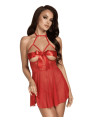 Sexy Kiss 247 babydoll et ruban de satin - Rouge