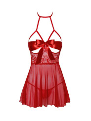 Sexy Kiss 247 babydoll et ruban de satin - Rouge