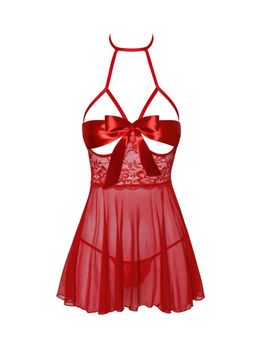 Sexy Kiss 247 babydoll et ruban de satin - Rouge